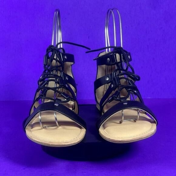 Dolce Vita Girls Black Curse Gladiator Lace Up Sandals Shoe Size 3 - Picture 2 of 8